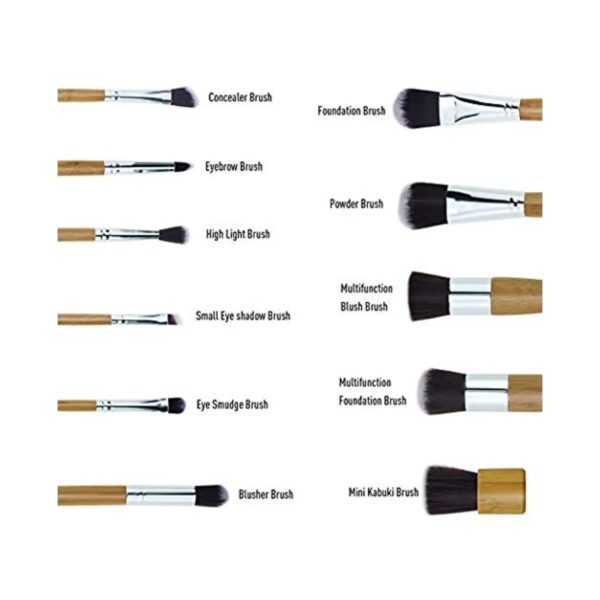 Bronson Professional Bamboo Makeup Brush Set with Storage Pouch (11Pcs) - Bronson Professional