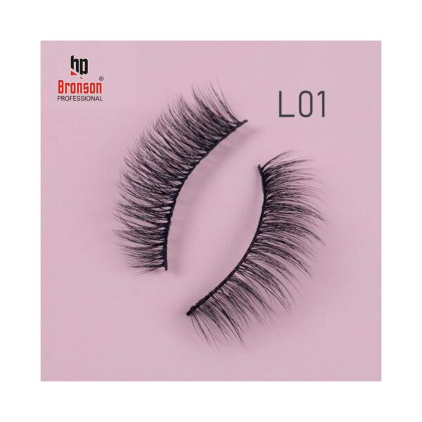 Bronson Professional Eyelash Set 3D False Long & Natural Eye Makeup L01 (10 Pair) - Bronson Professional