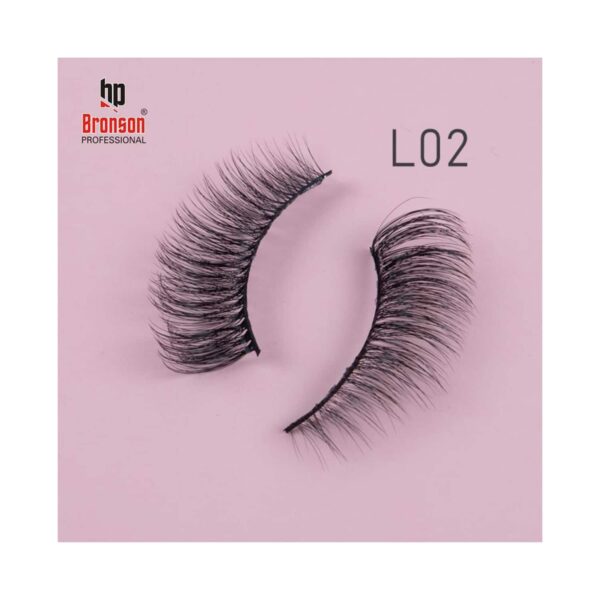Bronson Professional Eyelash Set 3D False Long & Natural Eye Makeup L02 (10 Pair) - Bronson Professional