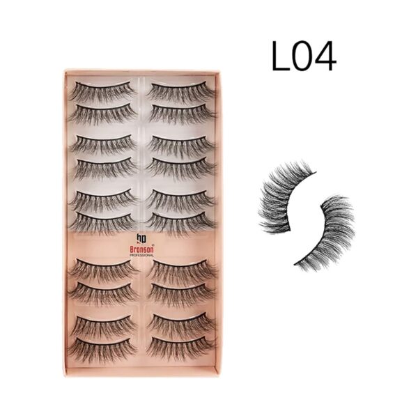 Bronson Professional Eyelash Set 3D False Long & Natural Eye Makeup L04 (10 Pair) - Bronson Professional