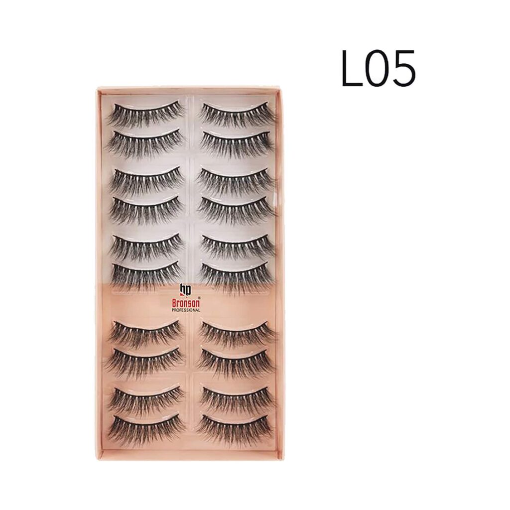 Bronson Professional Eyelash Set 3D False Long & Natural Eye Makeup L05 (10 Pair) - Bronson Professional