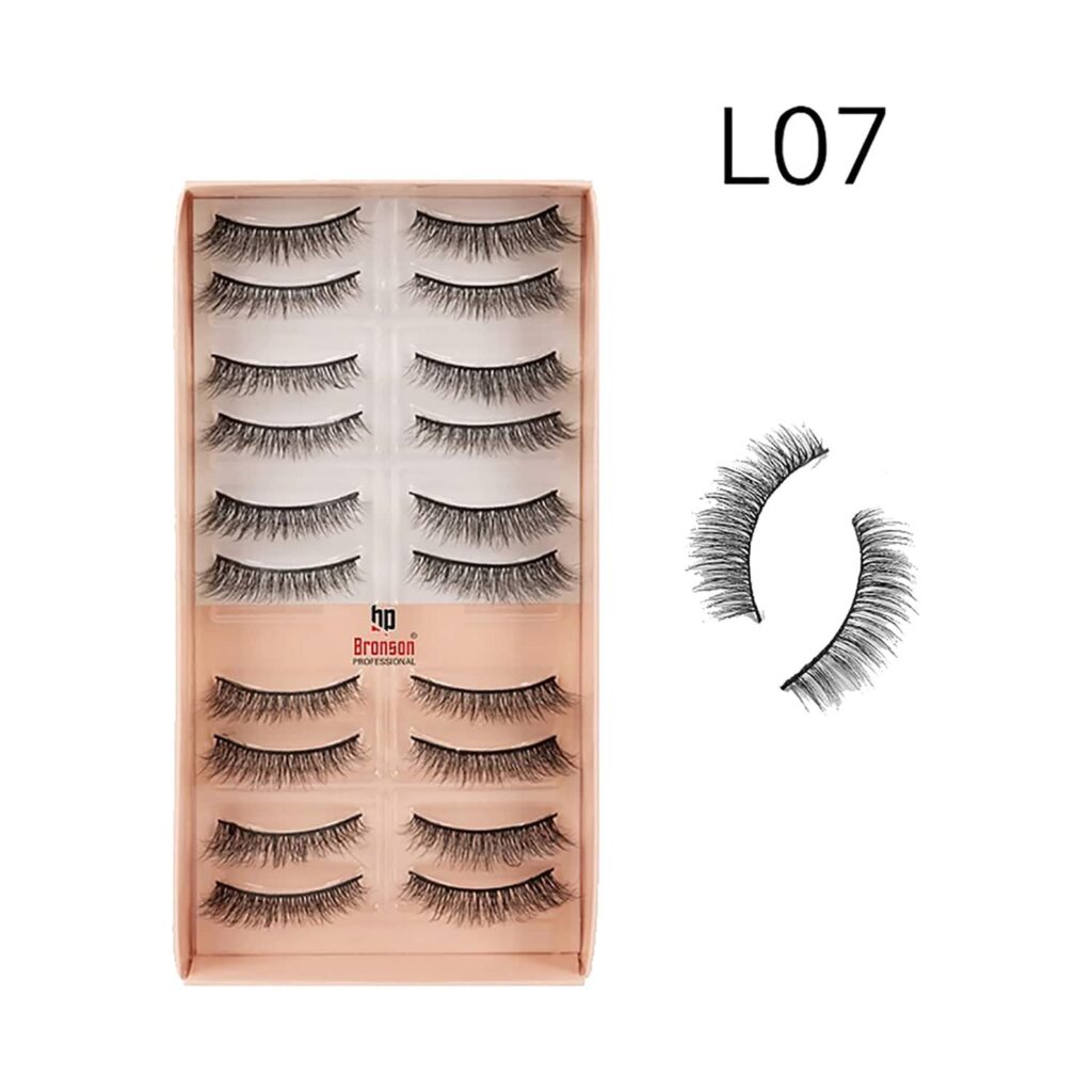 Bronson Professional Eyelash Set 3D False Long & Natural Eye Makeup L07 (10 Pair) - Bronson Professional