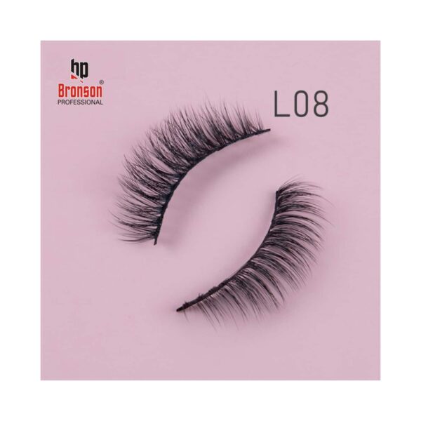 Bronson Professional Eyelash Set 3D False Long & Natural Eye Makeup L08 (10 Pair) - Bronson Professional