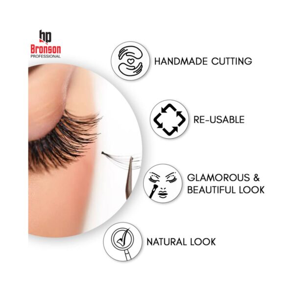 Bronson Professional Eyelash Set 3D False Long & Natural Eye Makeup L08 (10 Pair) - Bronson Professional