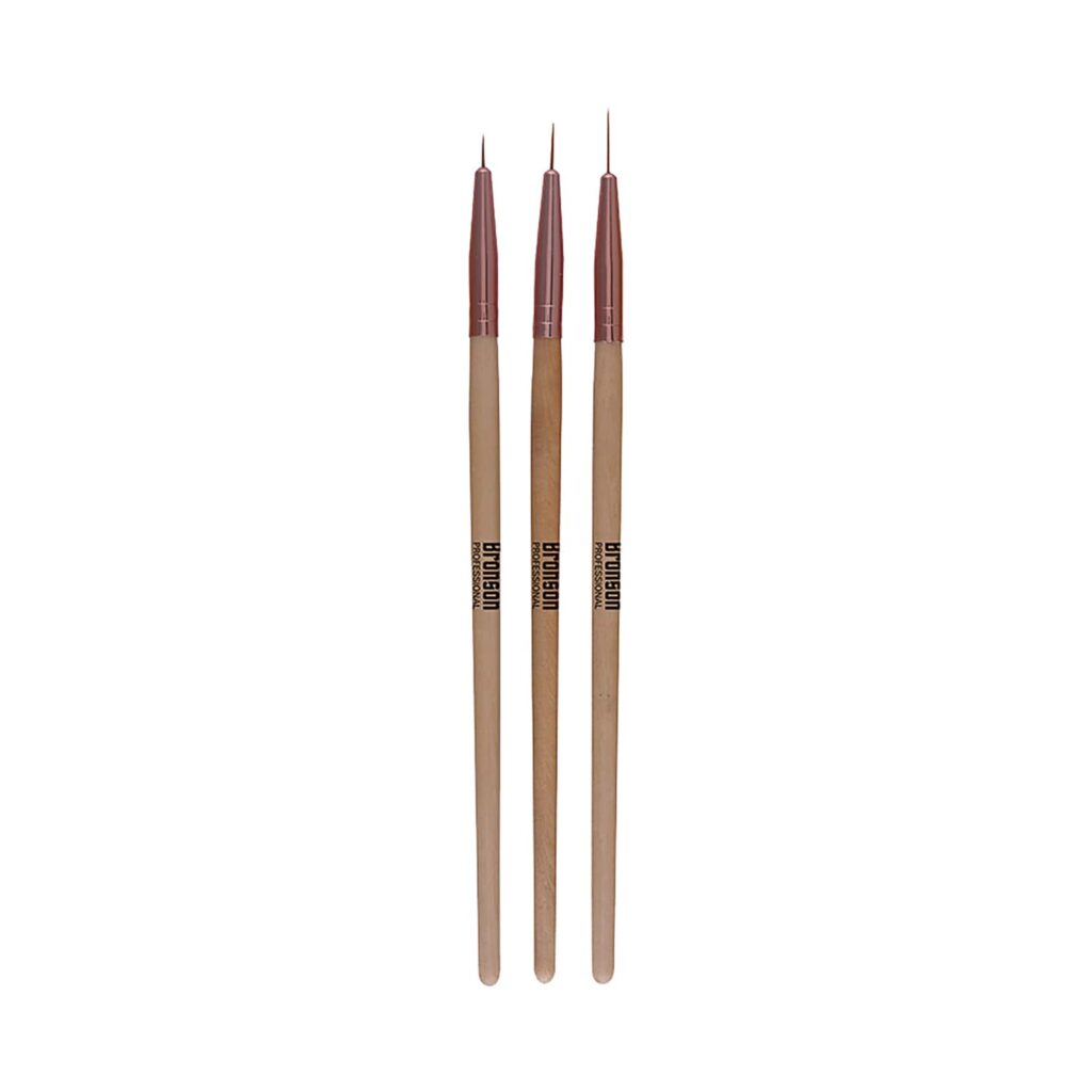 Bronson Professional Nail Art Zero Point Gel Liner Brush Set - Brown (3pcs) - Bronson Professional