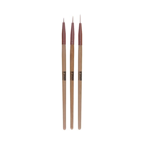 Bronson Professional Nail Art Zero Point Gel Liner Brush Set - Brown (3pcs) - Bronson Professional