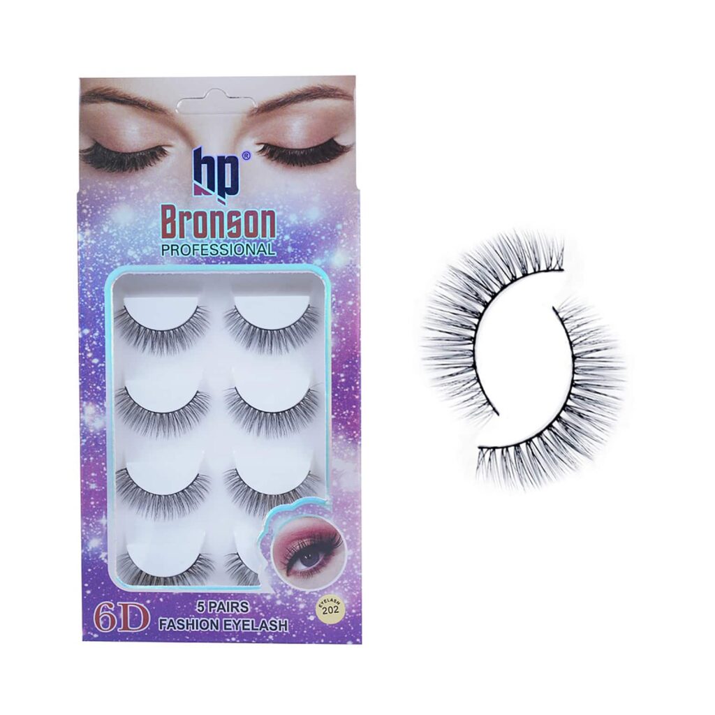Bronson Professional Pair 6D Long & Natural False Eyelashes - 202 - Black (5 Pairs) - Bronson Professional