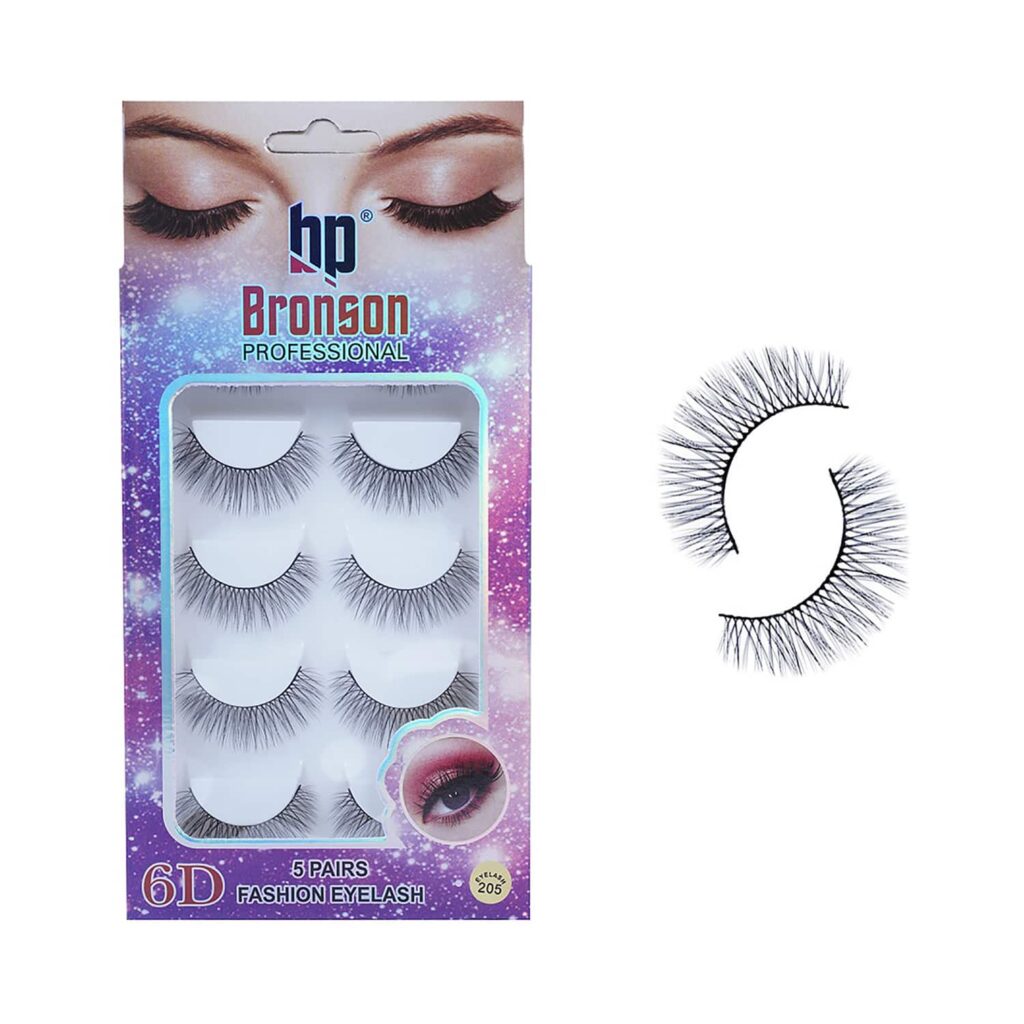 Bronson Professional Pair 6D Long & Natural False Eyelashes - 205 - Black (5 Pairs) - Bronson Professional