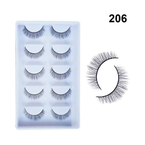 Bronson Professional Pair 6D Long & Natural False Eyelashes - 206 - Black (5 Pairs) - Bronson Professional