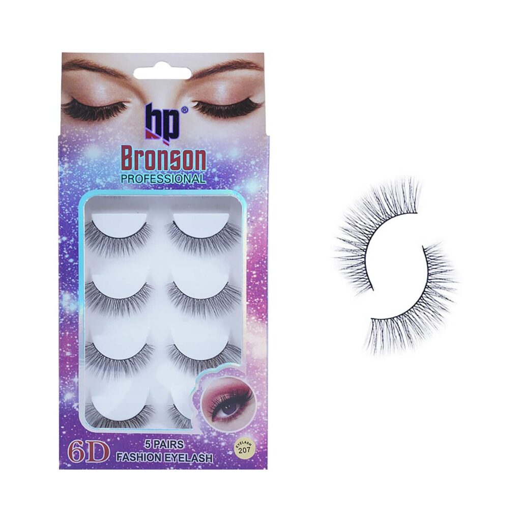 Bronson Professional Pair 6D Long & Natural False Eyelashes - 207 - Black (5 Pairs) - Bronson Professional