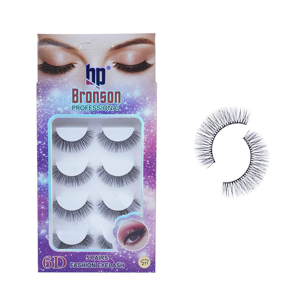 Bronson Professional Pair 6D Long & Natural False Eyelashes - 211 - Black (5 Pairs) - Bronson Professional