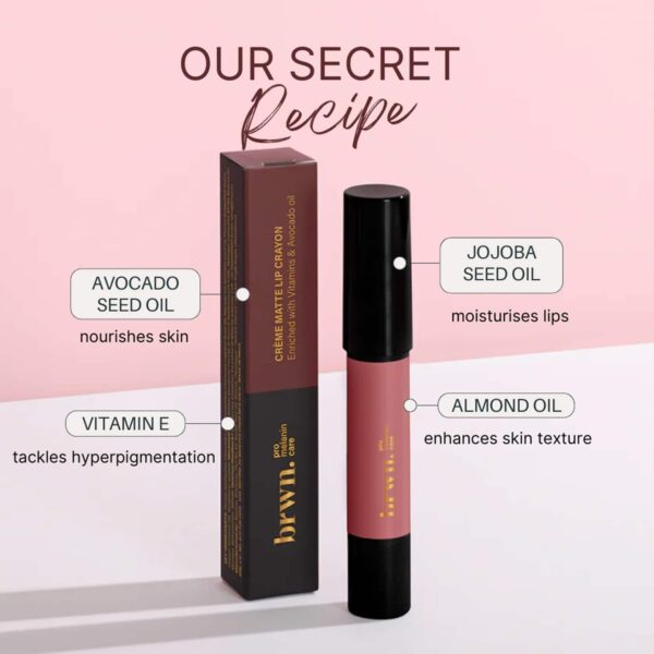 brwn. pro-melanin care Creme Matte Lip Crayon - Cherry Pop (3g) - brwn. pro-melanin care
