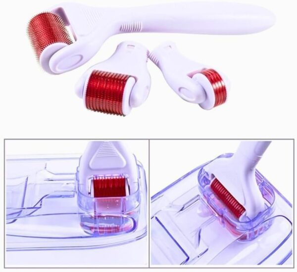 BSBDA 4 in 1 Derma Roller Microneedling Kit for Face and Body - Micro Needle Microdermabrasion Roller Reduce wrinkles, scars, stretch marks - 3 Replaceable Heads (4 in 1 Derma...