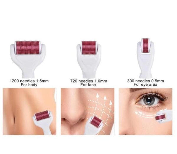 BSBDA 4 in 1 Derma Roller Microneedling Kit for Face and Body - Micro Needle Microdermabrasion Roller Reduce wrinkles, scars, stretch marks - 3 Replaceable Heads (4 in 1 Derma...