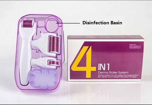 BSBDA 4 in 1 Derma Roller Microneedling Kit for Face and Body - Micro Needle Microdermabrasion Roller Reduce wrinkles, scars, stretch marks - 3 Replaceable Heads (4 in 1 Derma...