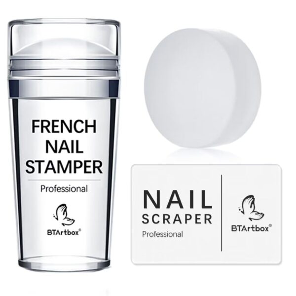 BTArtbox French Tip Nail Stamp Kit With Stampers, Scrapers and Replacement Heads