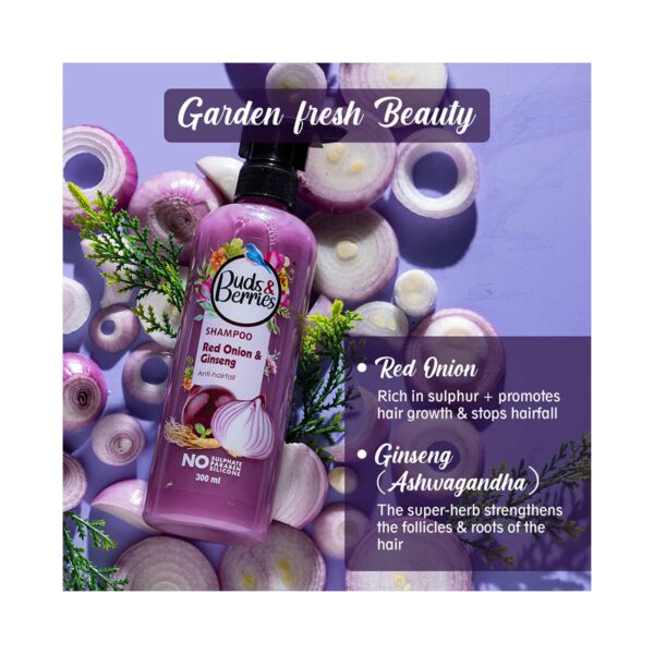 Buds & Berries Red Onion And Ginseng Shampoo (300ml) - Buds & Berries