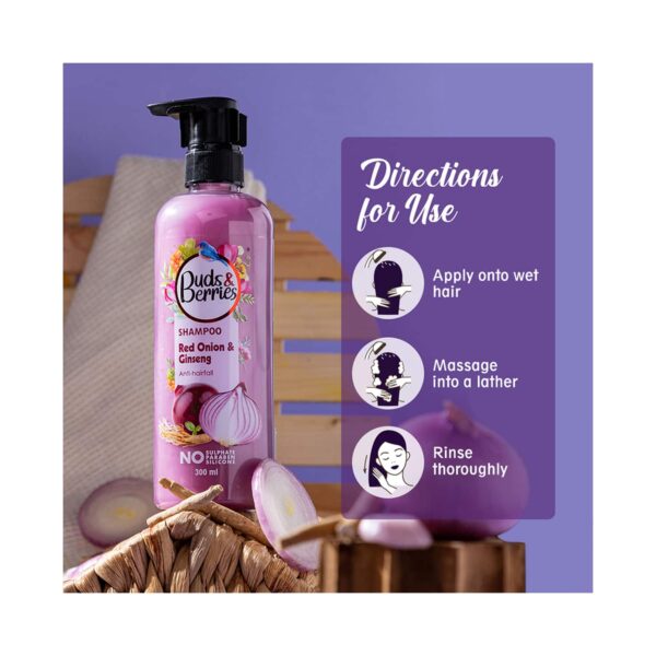 Buds & Berries Red Onion And Ginseng Shampoo (300ml) - Buds & Berries