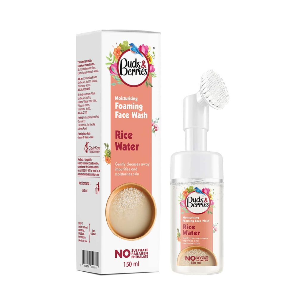 Buds & Berries Rice Water Foaming Face Wash With Brush (150ml) - Buds & Berries