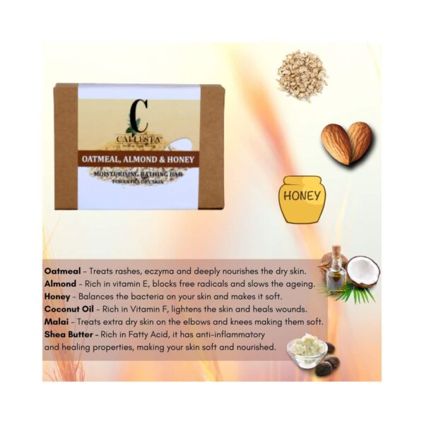 Callesta Oatmeal Almond & Honey Handmade Soap (100g) - Callesta