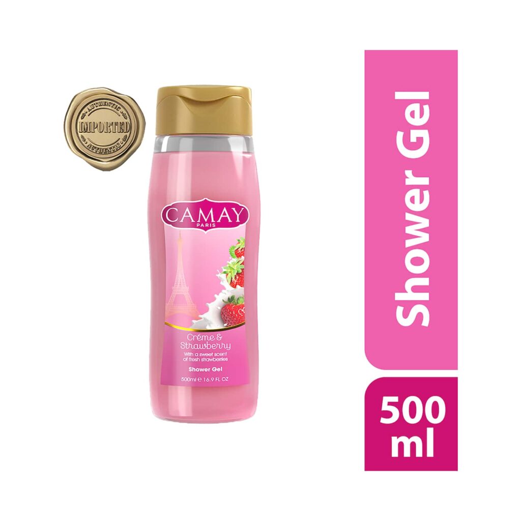 Camay Paris Creme & Strawberry Shower Gel with Natural Oils (500ml) - Camay