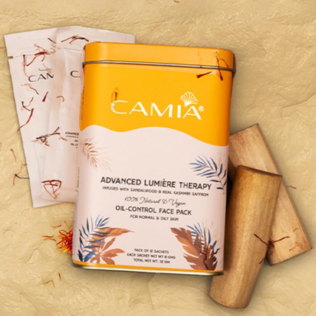 CAMIA Premium Oil Control Face Pack For Normal & Oily Skin | Infused with Pure Sandalwood & Kashmiri Saffron I Face Pack for Glowing Skin, Anti-Aging, Hydrates & Nourishes | 12...