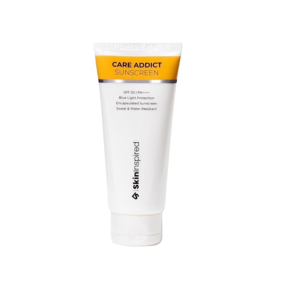 Care Addict Encapsulated Sunscreen SPF 50 For Dry Skin With Pa++++ | Broad Spectrum UV A, UV B & Blue Light Protection | Contains Ceramides & Hyaluronic Acid | No White Cast |...