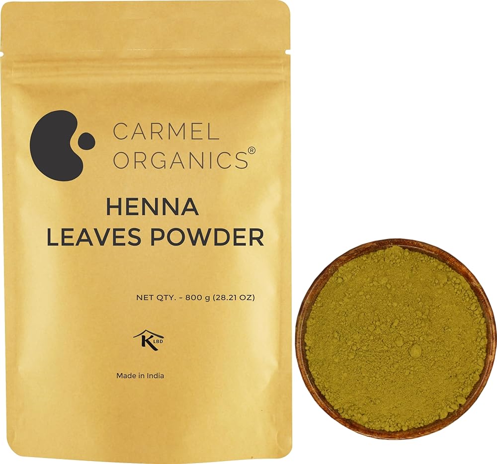 CARMEL ORGANICS Herbal Henna Powder 800 Gram (Blend of Henna, Amla, Bhringraj, Bacopa, Fenugreek,Neem) for Hair Color | No Added Color & Preservatives | Marudhani Podi/Mardhani...