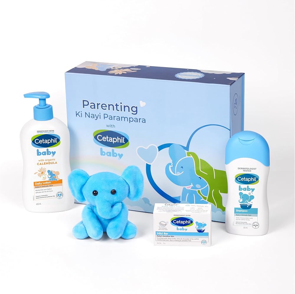 Cetaphil Baby Gift packs with Soft Toy | Premium Natural Care Set | Cetaphil Baby Daily Lotion with Organic Calendula (400 ml), Cetaphil Baby Shampoo (200 ml) & Cetaphil Baby...