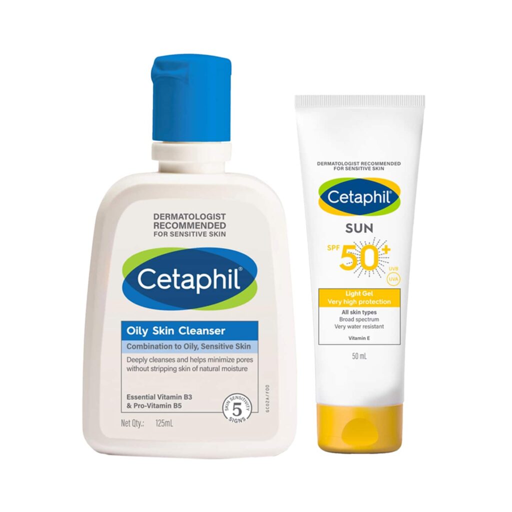Cetaphil Oily Skin Cleanser + SPF 50 Light Gel combo - Cetaphil