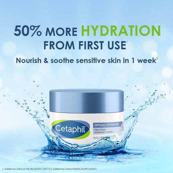 Cetaphil Optimal Hydration Daily Cream with Hyaluronic Acid For Dehydrated Skin (50g) - Cetaphil