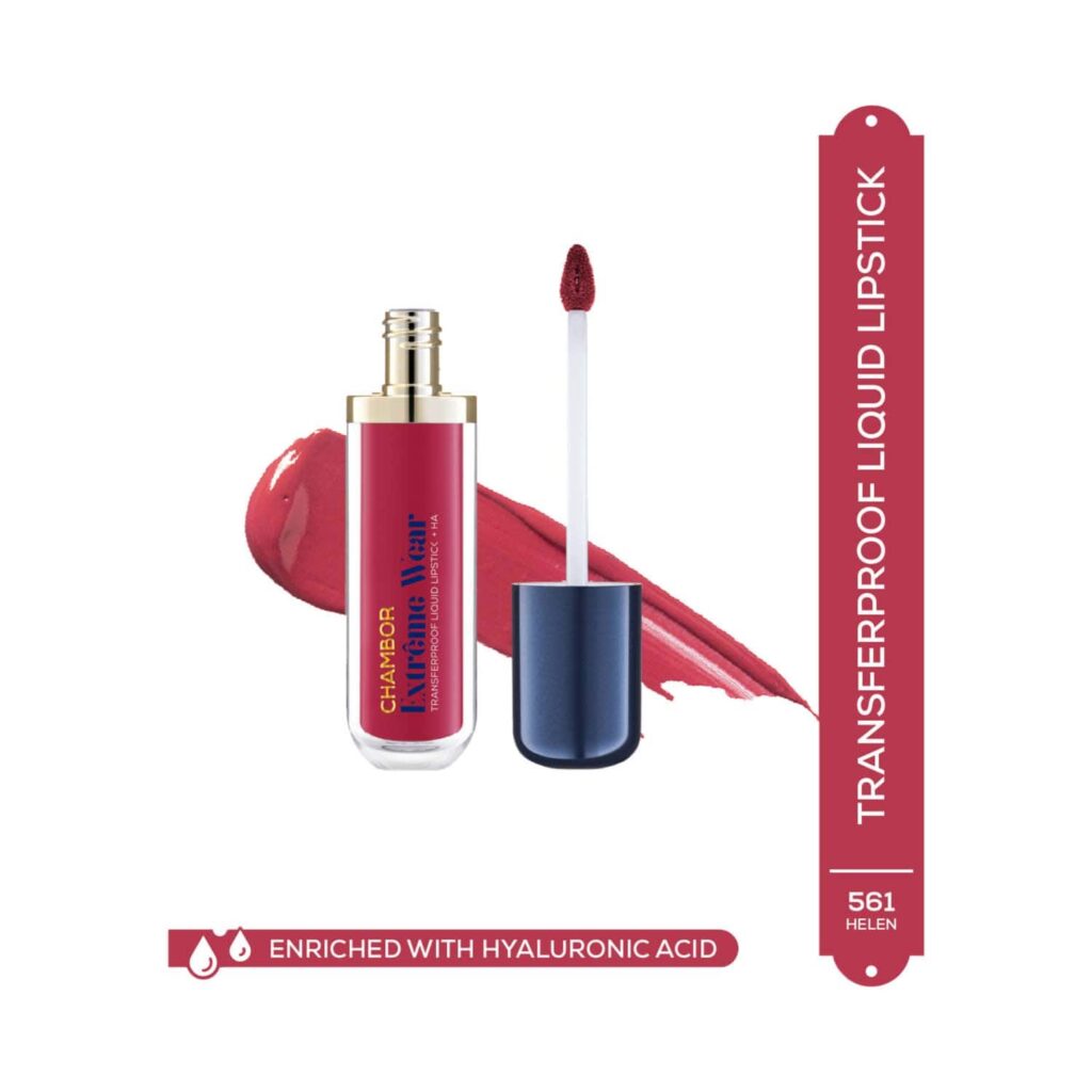 Chambor Extreme Wear Hydrating Matte, Intensely Pigmented, Lasts 12 Hours, Transferproof Liquid Lipstick + HA - Helen 561 (6 ml) - Chambor