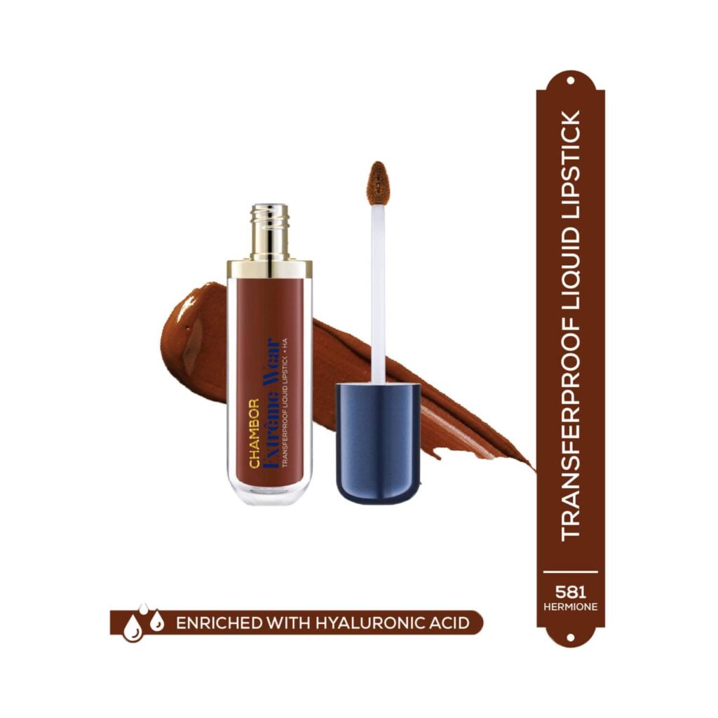 Chambor Extreme Wear Hydrating Matte, Intensely Pigmented, Lasts 12 Hours, Transferproof Liquid Lipstick + HA - Hermione 581 (6 ml) - Chambor