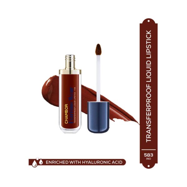 Chambor Extreme Wear Hydrating Matte, Intensely Pigmented, Lasts 12 Hours, Transferproof Liquid Lipstick + HA - Ino 583 (6 ml) - Chambor