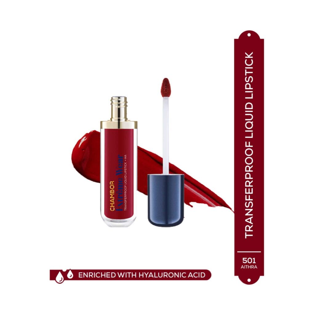 Chambor Extreme Wear Hydrating Matte, Intensely Pigmented, Lasts 12 Hours, Transferproof Liquid Lipstick + HA - Aithra 501 (6 ml) - Chambor