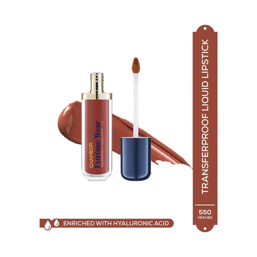 Chambor Extreme Wear Hydrating Matte, Intensely Pigmented, Lasts 12 Hours, Transferproof Liquid Lipstick + HA - Hekuba 550 (6 ml) - Chambor