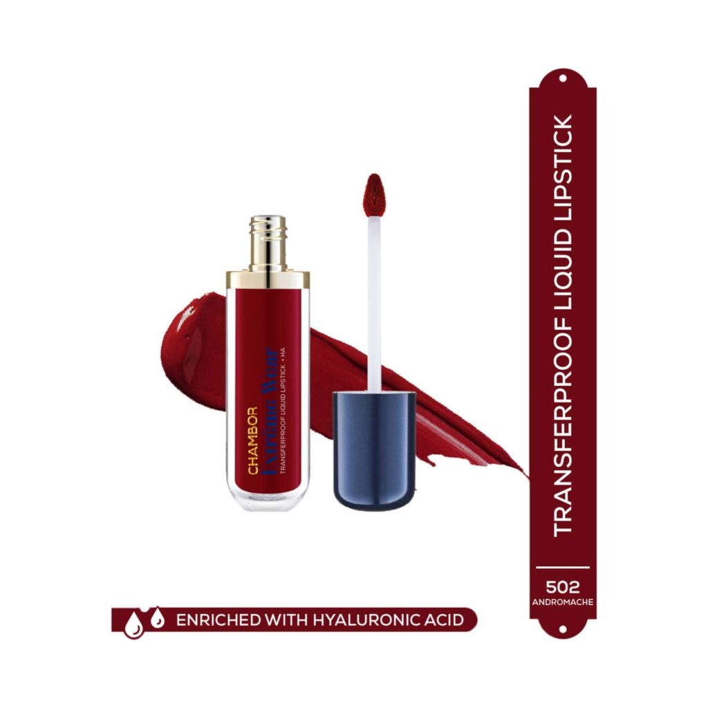 Chambor Extreme Wear Hydrating Matte, Intensely Pigmented, Lasts 12 Hours, Transferproof Liquid Lipstick + HA - Andromache 502 (6 ml) - Chambor