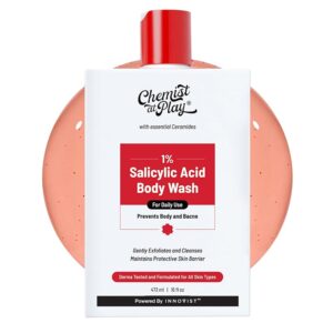 Chemist at Play 1% Salicylic Acid Body Wash 473ml | Paraben & SLS Free | Gentle Exfoliating Shower Gel | Prevents Body Acne, Bumpy Skin & Deep Cleanses Skin | For Men & Women