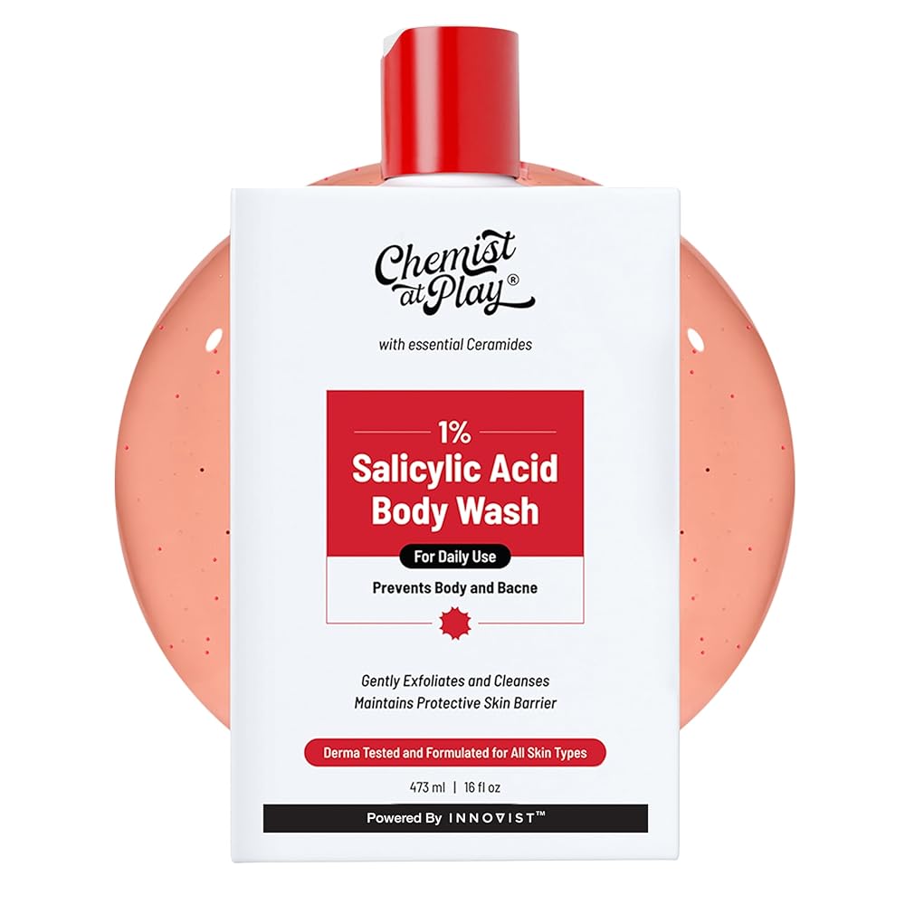 Chemist at Play 1% Salicylic Acid Body Wash 473ml | Paraben & SLS Free | Gentle Exfoliating Shower Gel | Prevents Body Acne, Bumpy Skin & Deep Cleanses Skin | For Men & Women