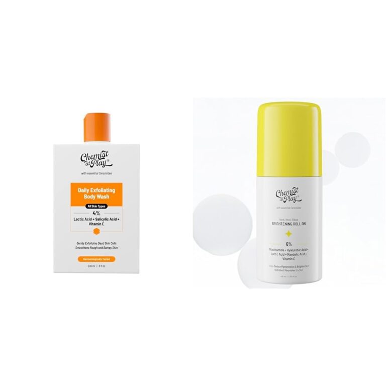 Chemist At Play 1% Salicylic Acid Exfoliating Body Wash 236ml and Chemist at Play Brightening Roll On 40ml