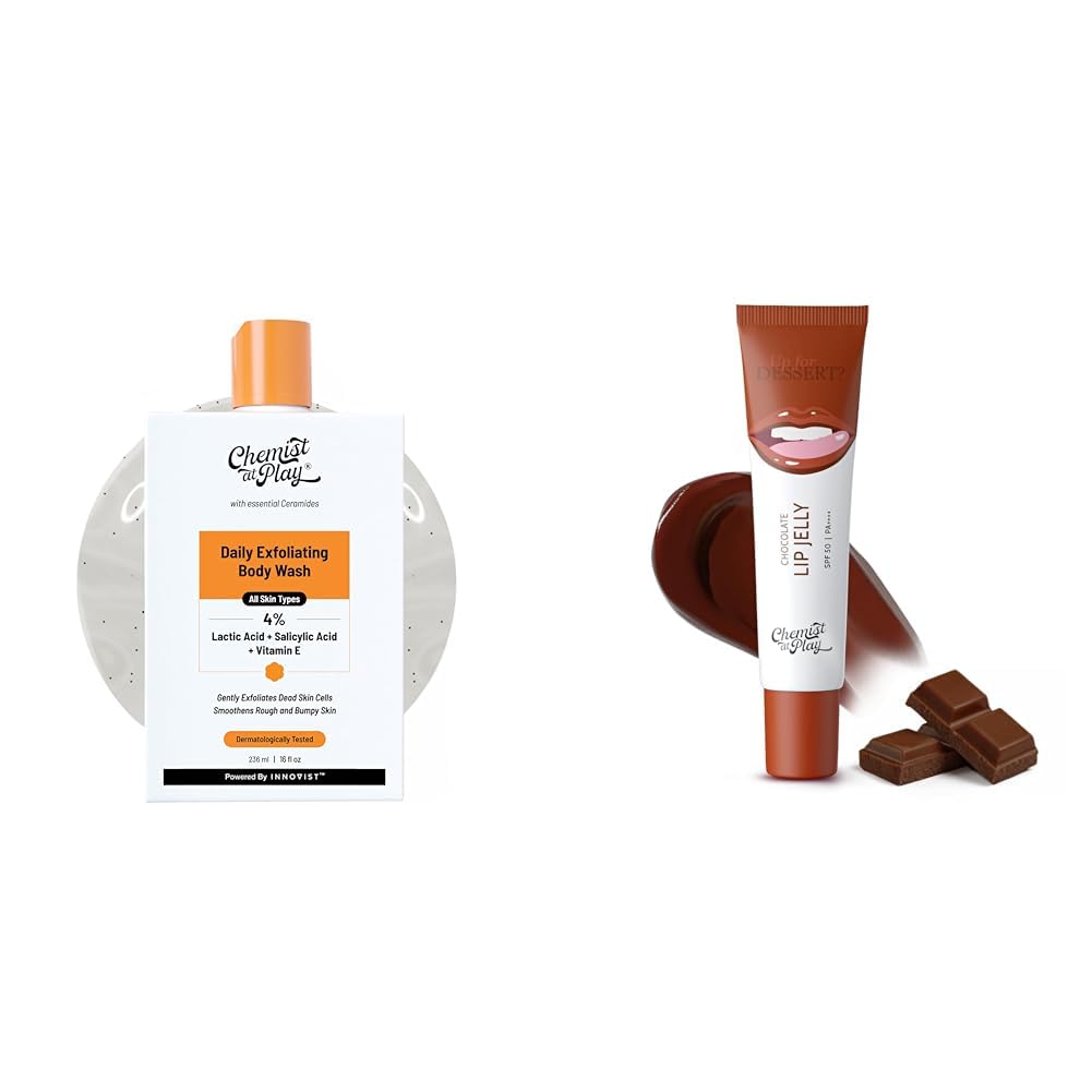 Chemist At Play 1% Salicylic Acid Exfoliating Body Wash 236ml For Men & Women +Chocolate Tinted Lip Balm