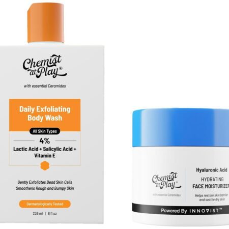 Chemist At Play 1% Salicylic Acid Exfoliating Body Wash 236ml For Men & Women + Hydrating Face Moisturiser 50 gm
