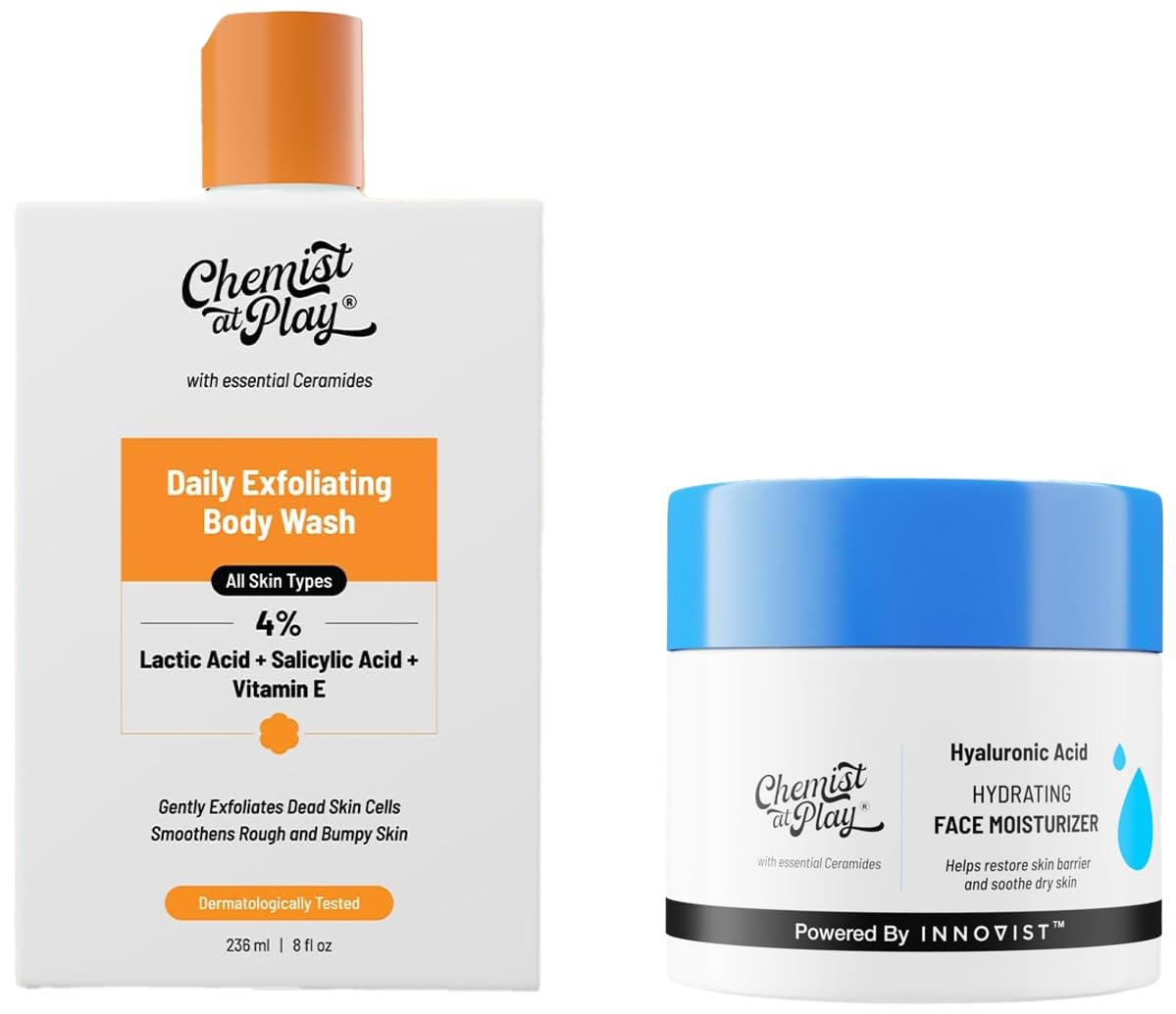 Chemist At Play 1% Salicylic Acid Exfoliating Body Wash 236ml For Men & Women + Hydrating Face Moisturiser 50 gm