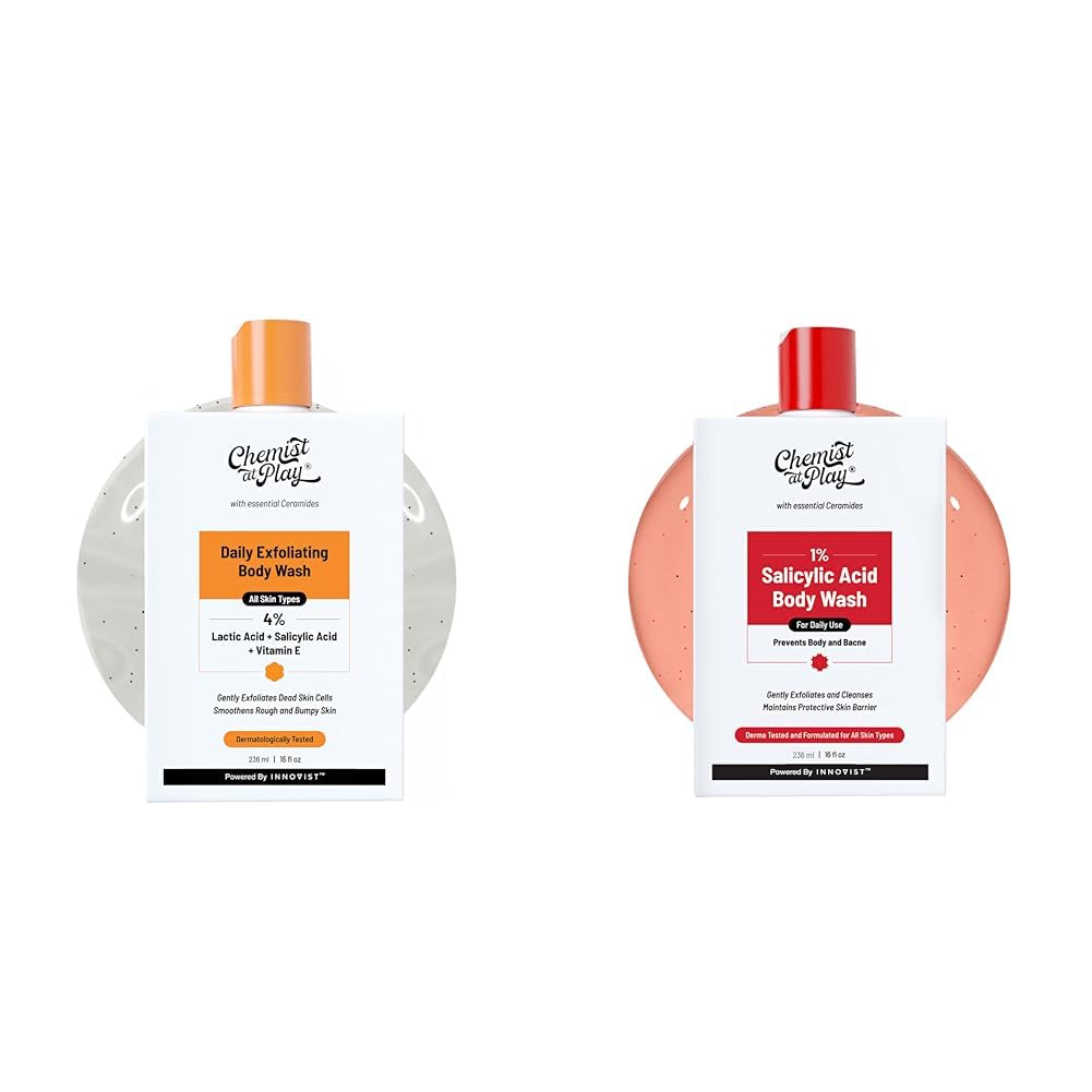 Chemist At Play 1% Salicylic Acid Exfoliating Body Wash 236ml For Men & Women + 1% Salicylic Acid Body Wash 236ml Prevents Body Acne, Bumpy Skin & Deep Cleanses Skin