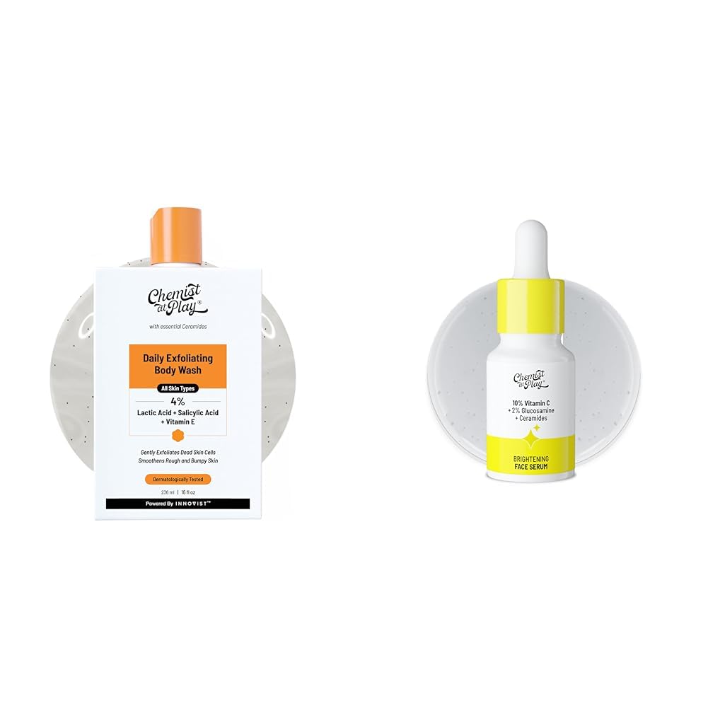 Chemist At Play 1% Salicylic Acid Exfoliating Body Wash 236ml For Men & Women +Vitamin C serum 10ml
