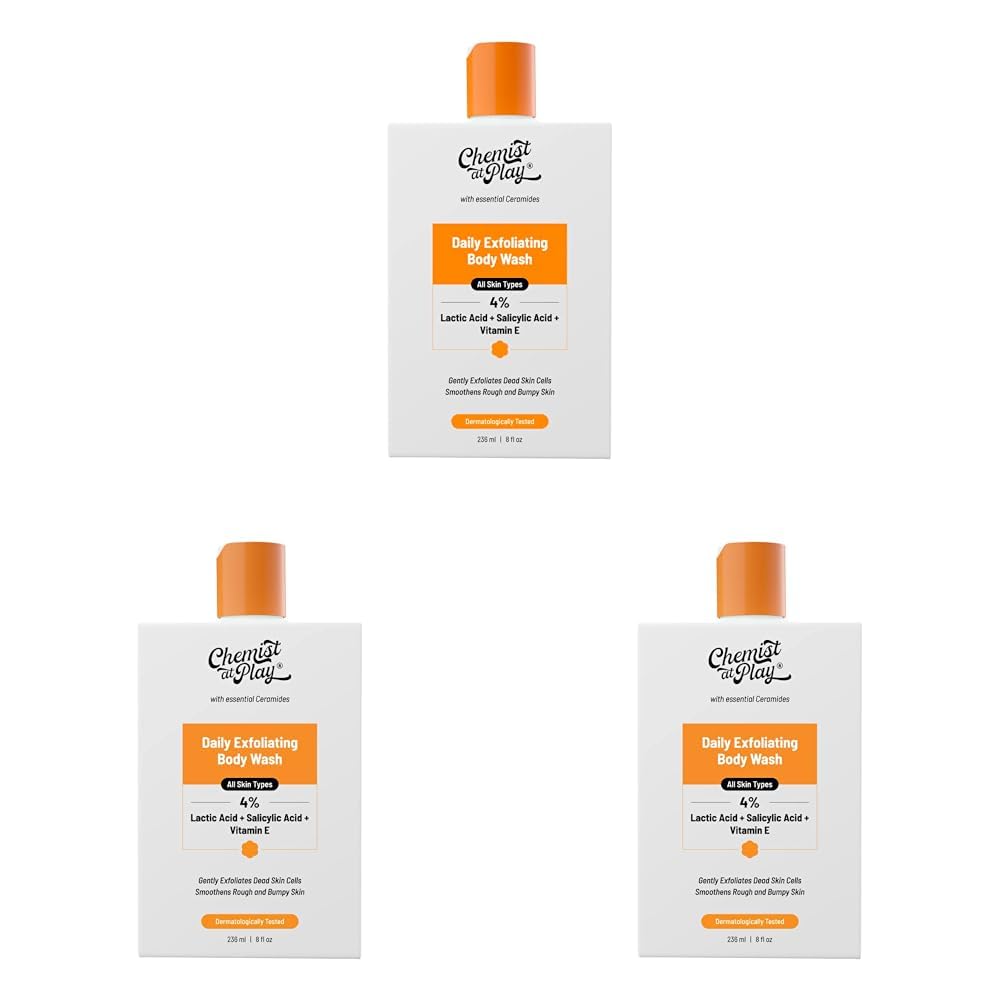 Chemist At Play 1% Salicylic Acid Exfoliating Body Wash 236ml | Paraben & SLS Free | Enriched with Vitamin E & Murumuru | Gentle Exfoliating Shower Gel | Prevents Dry, Rough,...