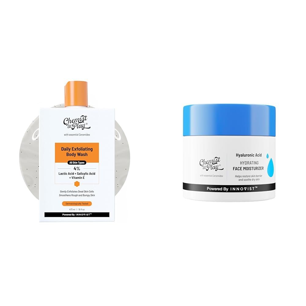 Chemist At Play 1% Salicylic Acid Exfoliating Body Wash 473ml For Men & Women + Hydrating Face Moisturiser 50 gm