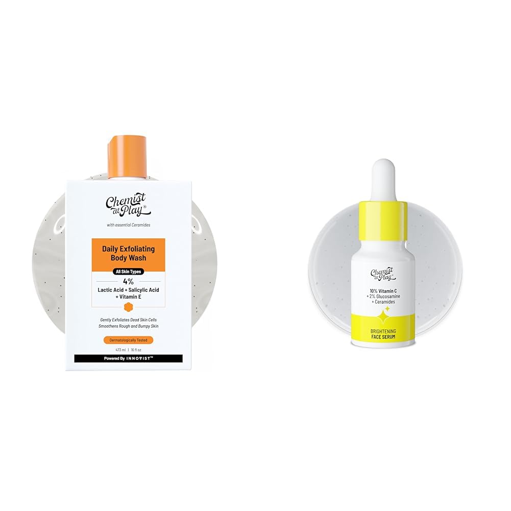 Chemist At Play 1% Salicylic Acid Exfoliating Body Wash 473ml For Men & Women +Vitamin C serum 10ml