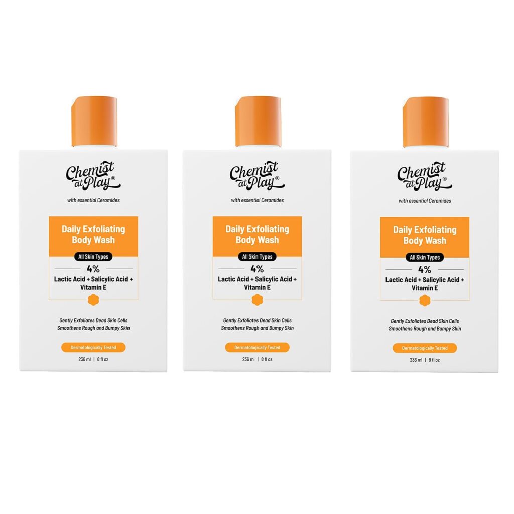 Chemist At Play 1% Salicylic Acid Exfoliating Body Wash | Enriched with Vitamin E & Murumuru | Gentle Exfoliating Shower Gel | Prevents Dry,Rough & Bumpy Skin | 236ml (Pack of 3)