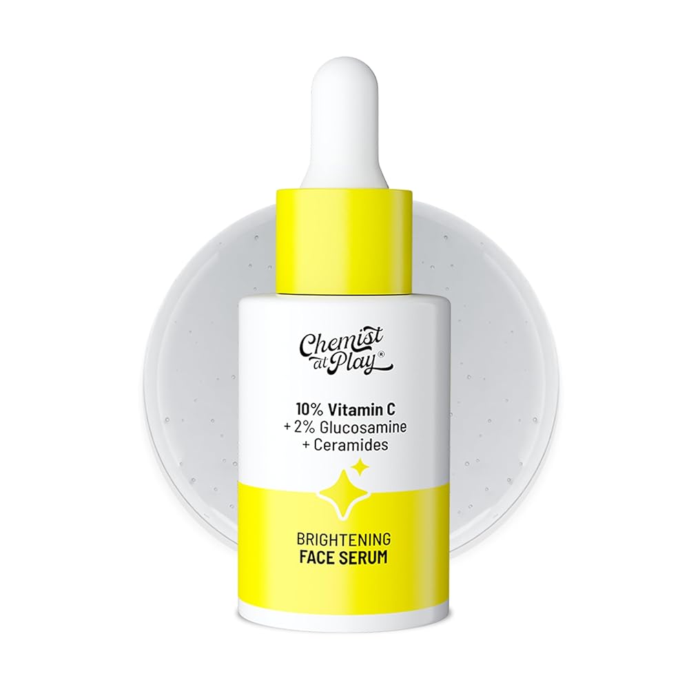 Chemist At Play 10% Vitamin C Face Serum |Brightens & Gives Glow | Fades Dark Spots | Treats Hyperpigmentation | Balances Melanin Production | Ethyl Ascorbic Acid & Glucosamine...